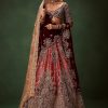 Maroon Brocade Lehenga Dupatta With Cross Body Blouse