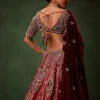 Maroon Brocade Lehenga Dupatta With Cross Body Blouse