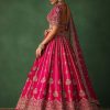 Cherry Red Hand Embroidered Raw Silk Lehenga Set With Dupatta