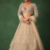 Gold Hand Embroidered Lehenga Set In Raw Silk With Dupatta