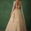 Gold Hand Embroidered Lehenga Set In Raw Silk With Dupatta