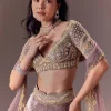 Purple Velvet Lehenga Set With Hand Work Patching
