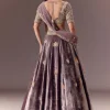 Purple Velvet Lehenga Set With Hand Work Patching