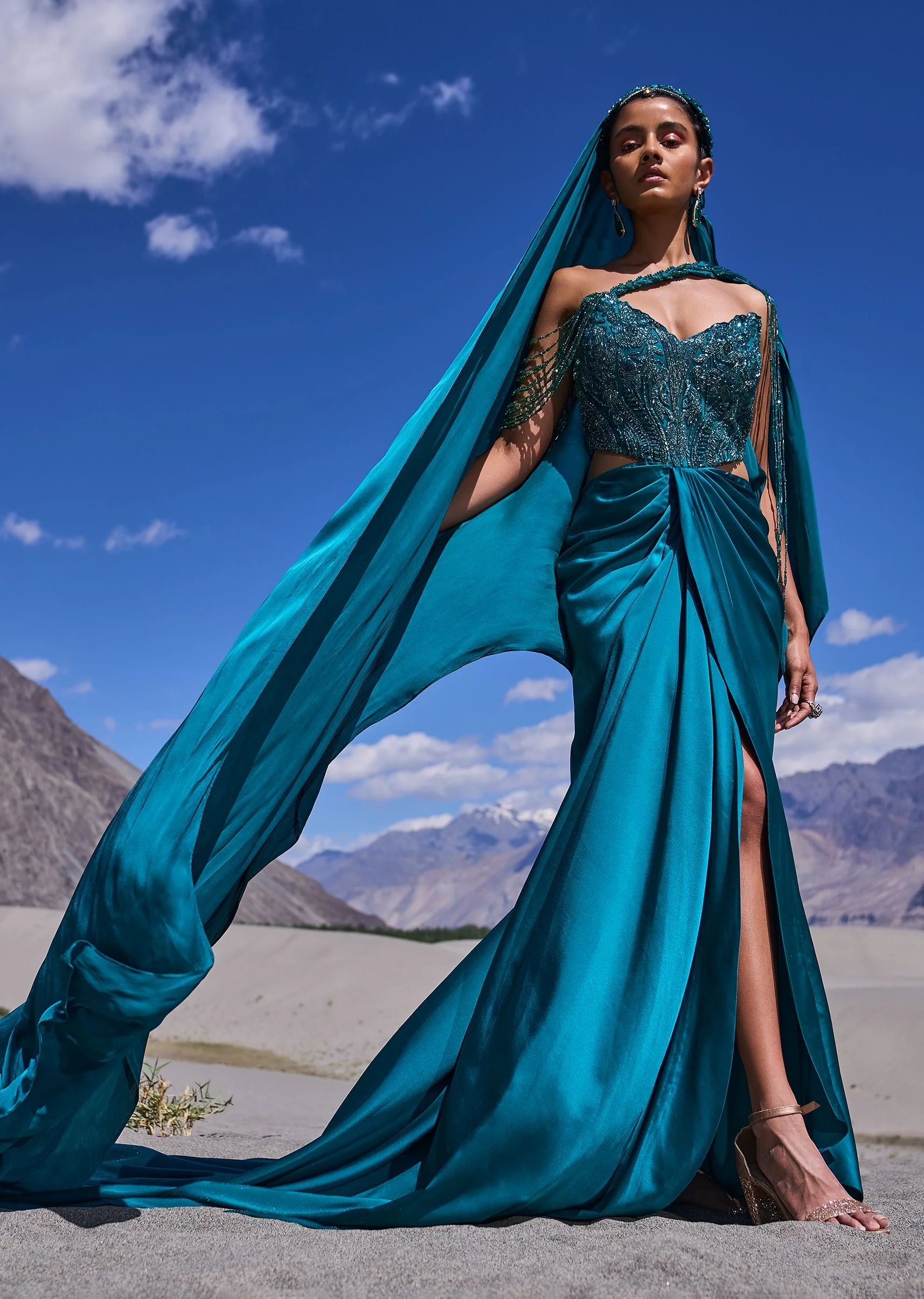 15725-peacock-green-embroidered-satin-gown-with-sweetheart-neckline-1.webp Peacock Green Embroidered Satin Gown With Sweetheart Neckline