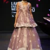 Purple Angrakha Style Embroidered Kurta With Lehenga