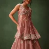 Purple Angrakha Style Embroidered Kurta With Lehenga