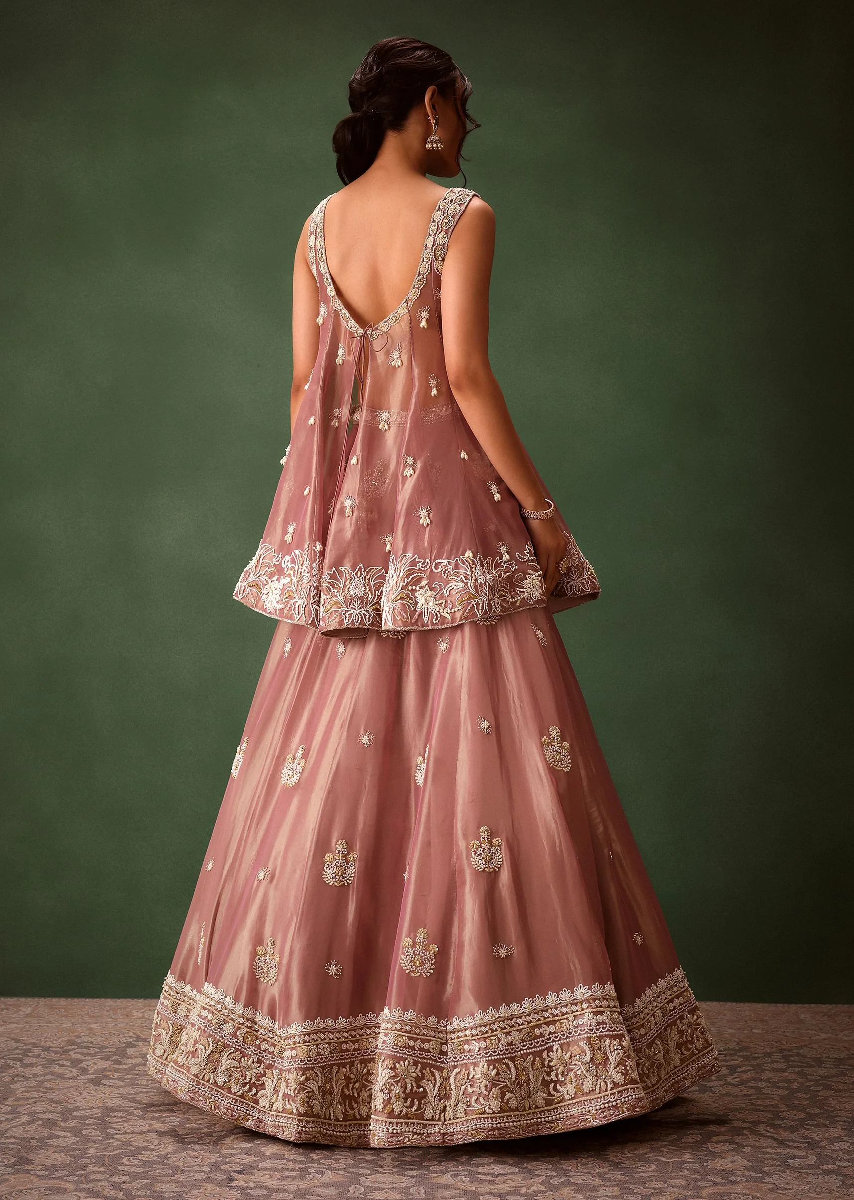Purple Angrakha Style Embroidered Kurta With Lehenga