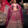 Maroon Raw Silk 16 Kali Zardozi Lehenga Set With Two Dupattas