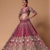 Maroon Raw Silk 16 Kali Zardozi Lehenga Set With Two Dupattas