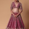 Maroon Raw Silk 16 Kali Zardozi Lehenga Set With Two Dupattas