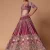 Maroon Raw Silk 16 Kali Zardozi Lehenga Set With Two Dupattas