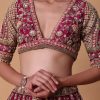 Maroon Raw Silk 16 Kali Zardozi Lehenga Set With Two Dupattas