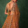 Rust Raw Silk Zardosi Embroidered Bridal Lehenga With Dupatta