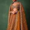 Rust Raw Silk Zardosi Embroidered Bridal Lehenga With Dupatta