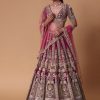 Red Velvet Raw Silk 16 Kali Zardosi Lehenga With Pearl Blouse Set