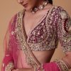 Red Velvet Raw Silk 16 Kali Zardosi Lehenga With Pearl Blouse Set
