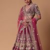 Red Velvet Raw Silk 16 Kali Zardosi Lehenga With Pearl Blouse Set