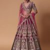 Red Velvet Raw Silk 16 Kali Zardosi Lehenga With Pearl Blouse Set