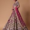 Red Velvet Raw Silk 16 Kali Zardosi Lehenga With Pearl Blouse Set