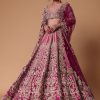 Pink Raw Silk 16 Kali Lehenga And 3D Pearl Embellished Blouse Set