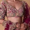 Pink Raw Silk 16 Kali Lehenga And 3D Pearl Embellished Blouse Set