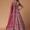 Pink Raw Silk 16 Kali Lehenga And 3D Pearl Embellished Blouse Set