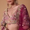 Pink Raw Silk 16 Kali Lehenga And 3D Pearl Embellished Blouse Set
