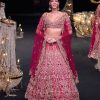 Pink Raw Silk 16 Kali Lehenga And 3D Pearl Embellished Blouse Set