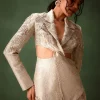 Silver Banarasi Brocade Jacket Lehenga Set