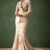 Silver Banarasi Brocade Jacket Lehenga Set