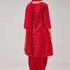 Red Bandhani Banarasi Dhoti Set With Gotta Work