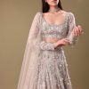 White Oyester Hand Embroidered Lehenga And Blouse Set