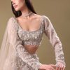 White Oyester Hand Embroidered Lehenga And Blouse Set