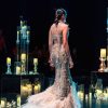 Tara Sutaria in Beige Lehenga With 3D Feathers And Choker Dupatta