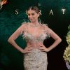 Tara Sutaria in Beige Lehenga With 3D Feathers And Choker Dupatta