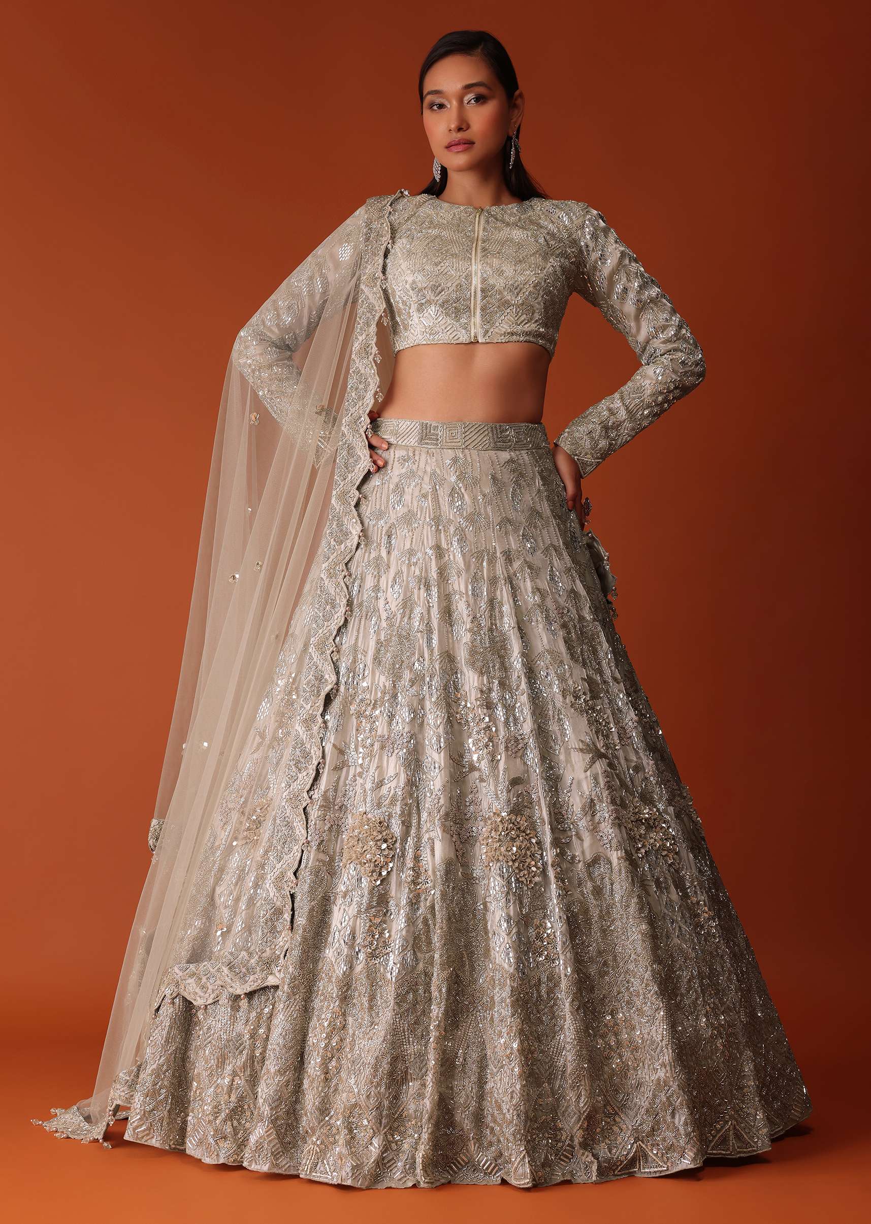 16181-gold-hand-embroidered-bridal-lehenga-set-in-organza-1.jpg Gold Hand Embroidered Bridal Lehenga Set In Organza