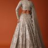 Gold Hand Embroidered Bridal Lehenga Set In Organza