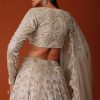 Gold Hand Embroidered Bridal Lehenga Set In Organza