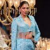 Blue Ombre Organza Fishcut Skirt With Tassel Short Jacket