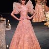 Peach Zardosi Lehenga With Dramatic Net Sleeves Blouse