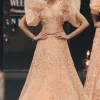 Peach Zardosi Lehenga With Dramatic Net Sleeves Blouse