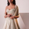 Glam Silver Embroidered Lehenga Set In Organza
