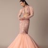 Peach Zardosi Fishcut Skirt With Embroidered Short Sleeve Jacket