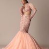 Peach Zardosi Fishcut Skirt With Embroidered Short Sleeve Jacket