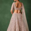Beige Hand Embroidered Floral Lehenga With Blouse And Dupatta