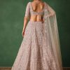 Beige Hand Embroidered Floral Lehenga With Blouse And Dupatta