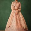 16266-peach-hand-embroidered-raw-silk-lehenga-set-with-butti-work-1.jpg Peach Hand Embroidered Raw Silk Lehenga Set With Butti Work