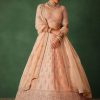 16266-peach-hand-embroidered-raw-silk-lehenga-set-with-butti-work-3.jpg Peach Hand Embroidered Raw Silk Lehenga Set With Butti Work
