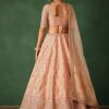 16266-peach-hand-embroidered-raw-silk-lehenga-set-with-butti-work-6.jpg Peach Hand Embroidered Raw Silk Lehenga Set With Butti Work