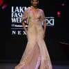 Pink Tissue Cutdana Fishcut Lehenga With Cape And Jacket